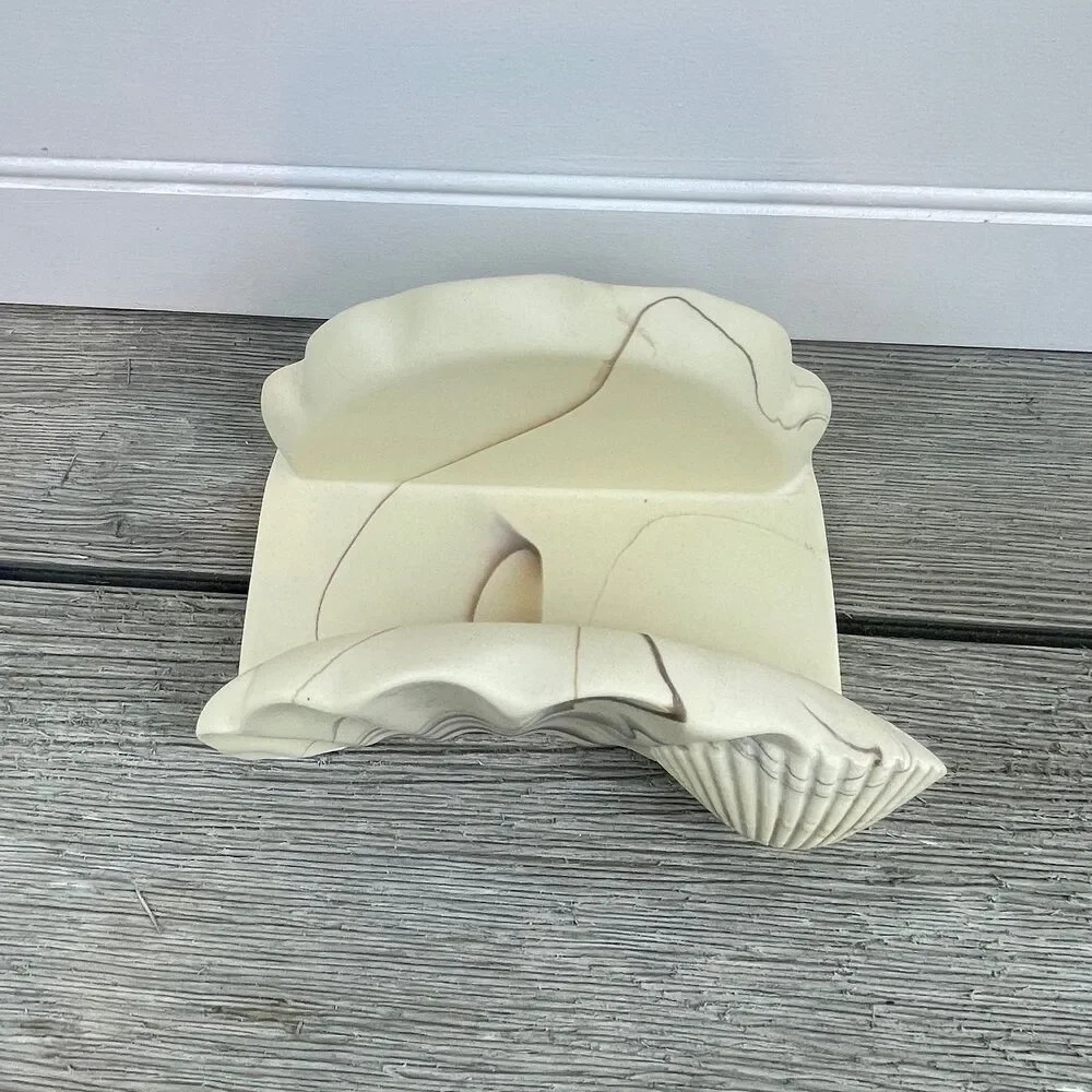 Vtg DINA Marbled Soapstone Vanity Set Soap Dish Toothbrush Holder Towel Holder - Picture 6 of 10